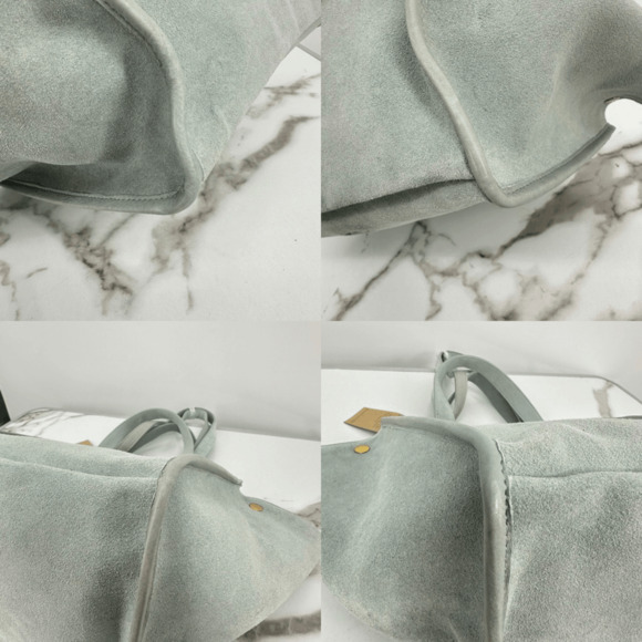 Margot Jamee Double Strapped Suede Tote Bag with Pouch Light Blue Minimalist - Picture 14 of 14